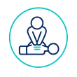 Line illustration of CPR being given